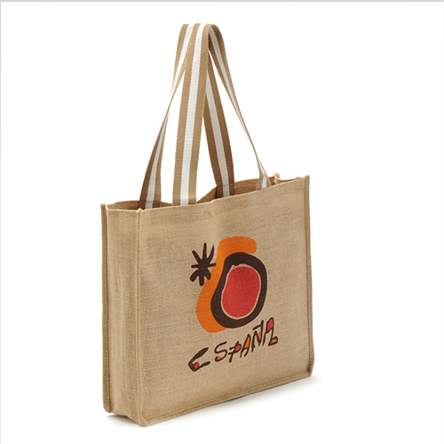 burlap jute shopping tote bag